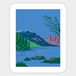Phelps Lake near Death Canyon in Wyoming USA WPA Art Poster Sticker